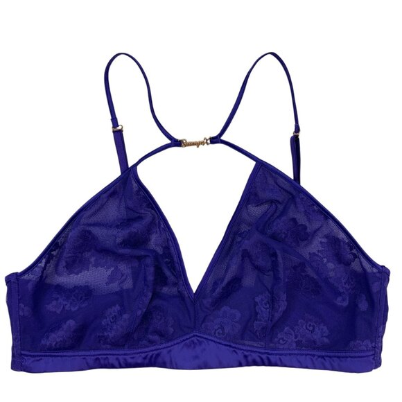 Savage X Fenty Strap Up Lace Bralette Bra 2X Taboo Blue Logo Sexy Romantic - Picture 1 of 11